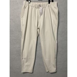 Lisadnyc The Drop Pants Womens 2XL Cream Faux Leather Pull On High Rise Pockets
